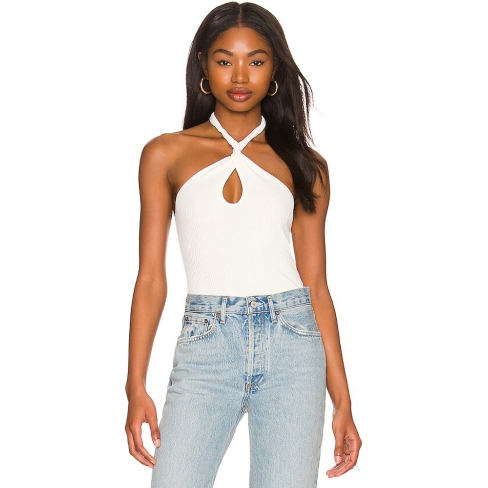 NWT MINKPINK Maitland Knit Halter Top Size XSmall Color White - Picture 1 of 4